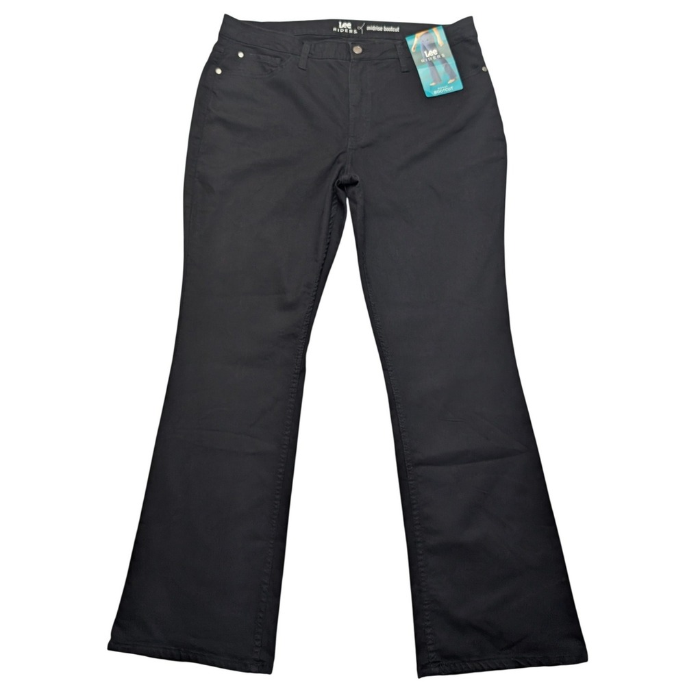 NWT Lee Riders Bootcut Pants Womens 18M Black Midrise Stretch Trousers 1SBMDW0